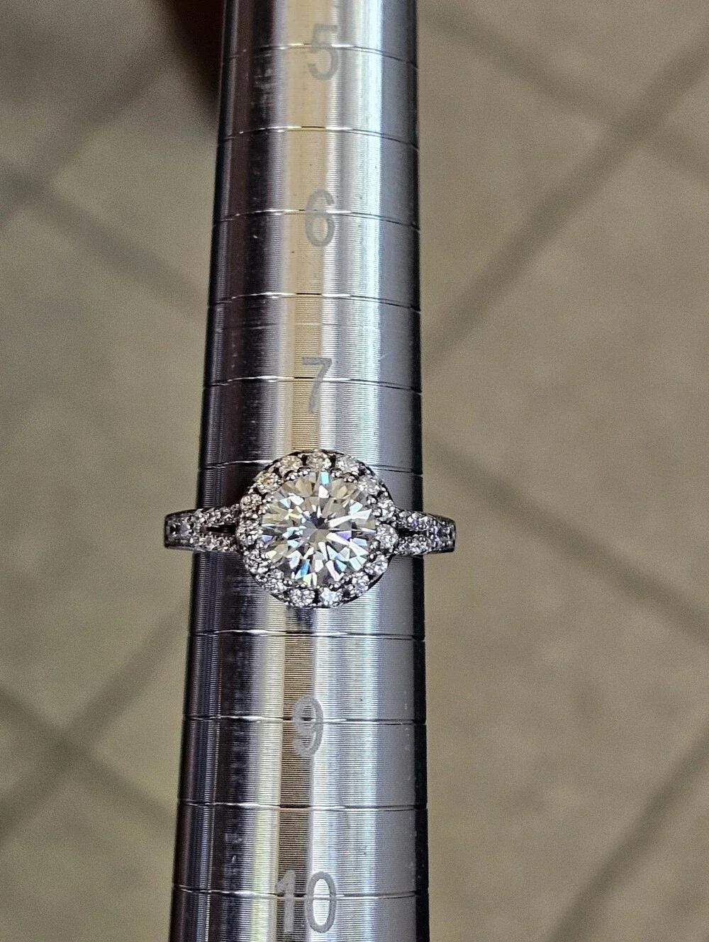 Genuine Moissanite 3 Carat Ring 18K White Gold Vermeil Size 8!